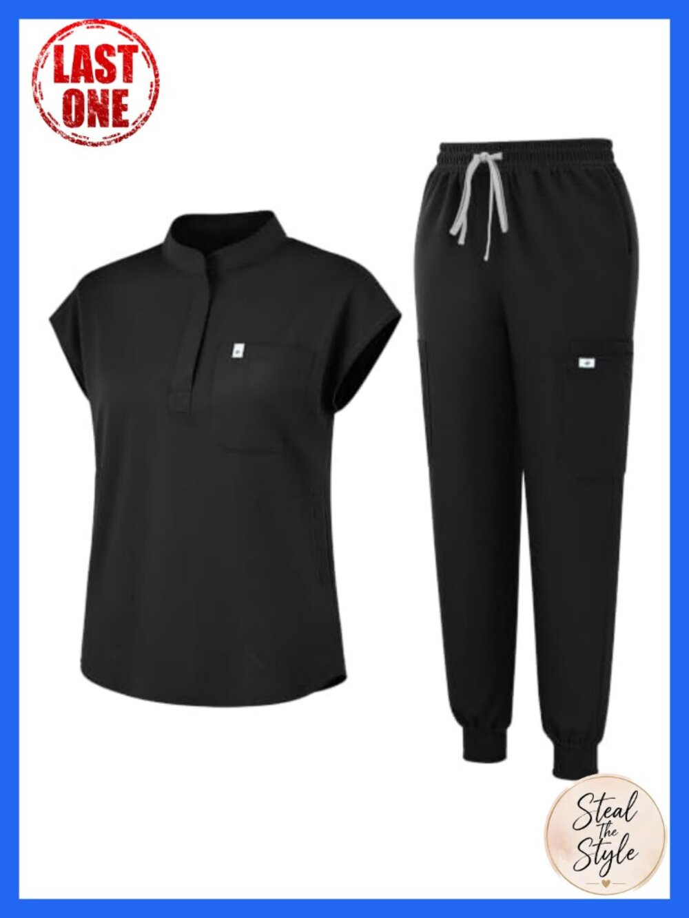 Women's Scrub Set Sleeveless Stand Collar Slim Top Cargo Pant Medical Uniform